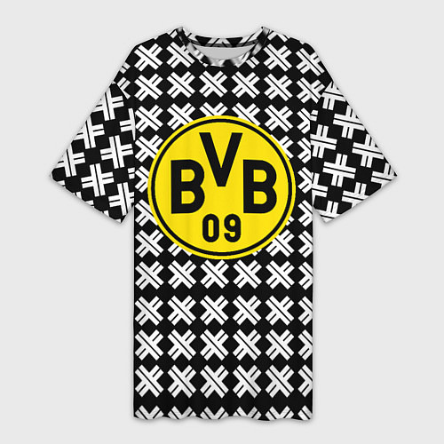 Женская длинная футболка Borussia pattern geometry / 3D-принт – фото 1