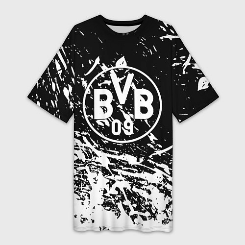 Женская длинная футболка Borussia белые краски / 3D-принт – фото 1