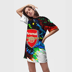Футболка женская длинная Arsenal monster, цвет: 3D-принт — фото 2
