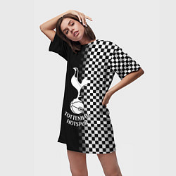 Футболка женская длинная Тоттенхэм клетка шахматная, цвет: 3D-принт — фото 2