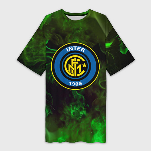 Женская длинная футболка Интер кислотный огонь / 3D-принт – фото 1