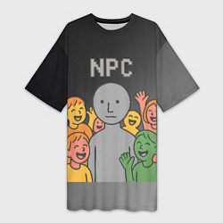 Футболка женская длинная Я NPC без эмоций, цвет: 3D-принт