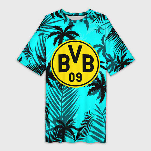 Женская длинная футболка Borussia неоновые тропики гта / 3D-принт – фото 1