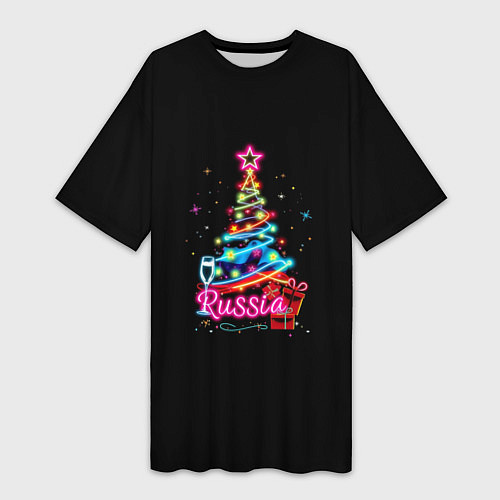 Женская длинная футболка Christmas tree gifts / 3D-принт – фото 1