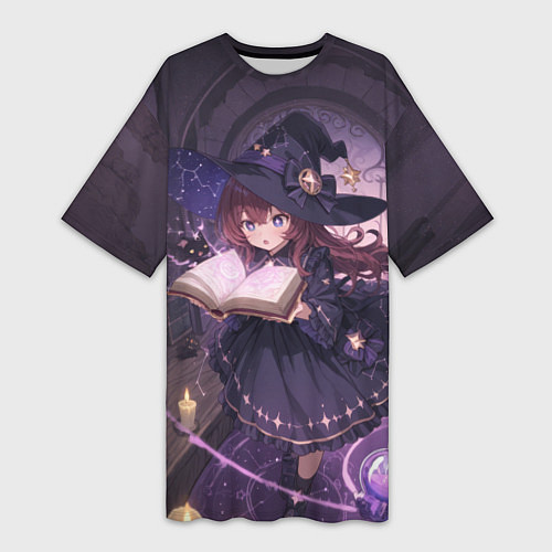 Женская длинная футболка Аниме Ведьма Читает Книгу Заклинаний / 3D-принт – фото 1