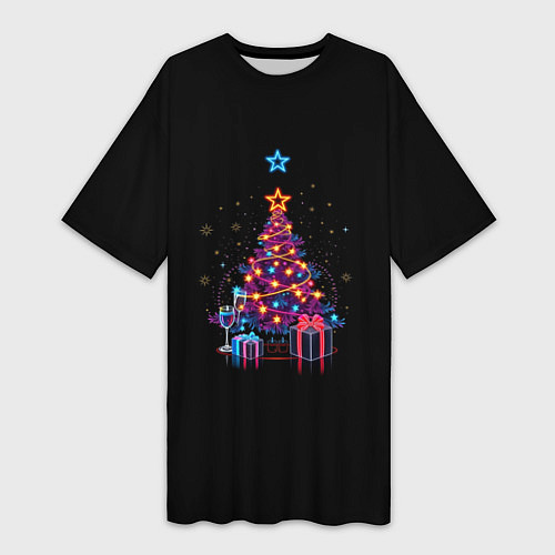 Женская длинная футболка Christmas gifts / 3D-принт – фото 1