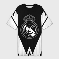 Футболка женская длинная Real Madrid геометрия спорт, цвет: 3D-принт
