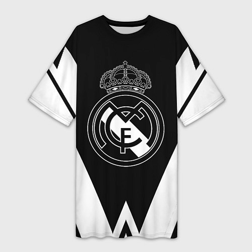 Женская длинная футболка Real Madrid геометрия спорт / 3D-принт – фото 1