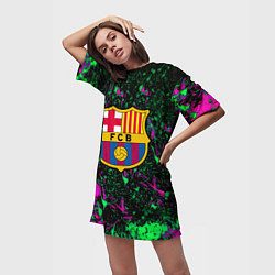 Футболка женская длинная Барселона кислотные неоновые краски, цвет: 3D-принт — фото 2
