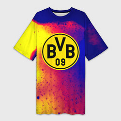 Футболка женская длинная Borussia космические краски, цвет: 3D-принт