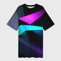 Футболка женская длинная Neon colored geometric, цвет: 3D-принт