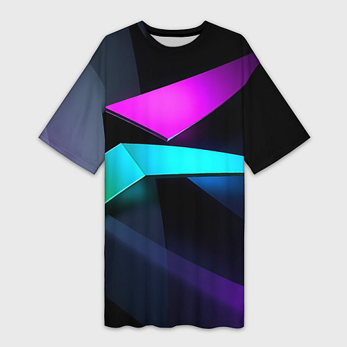 Женская длинная футболка Neon colored geometric / 3D-принт – фото 1