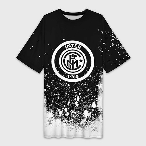 Женская длинная футболка Inter белый всплеск краско / 3D-принт – фото 1