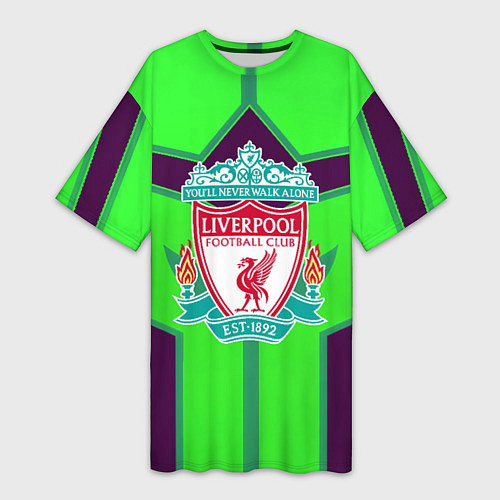 Женская длинная футболка Liverpool геометрия текстура спорт / 3D-принт – фото 1