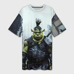 Футболка женская длинная Шрек панк в доспехах, цвет: 3D-принт