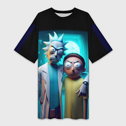Женская длинная футболка Rick with Morty - halloween night