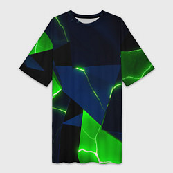 Женская длинная футболка Neon tile green