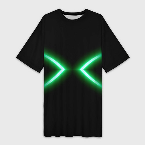 Женская длинная футболка Neon green lines / 3D-принт – фото 1