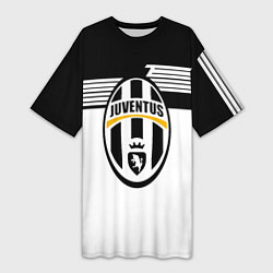 Футболка женская длинная Juventus полосы линии, цвет: 3D-принт