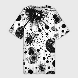 Женская длинная футболка Паттерн из абстрактных клякс - нейроарт