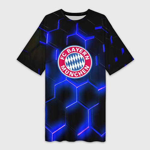 Женская длинная футболка FC Bayern Mnchen соты / 3D-принт – фото 1
