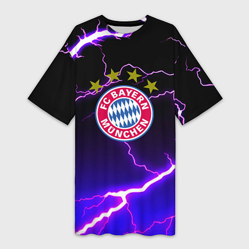 Женская длинная футболка Bayern Mnchen молнии шторм / 3D-принт – фото 1