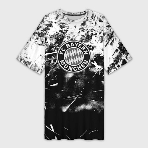Женская длинная футболка Bayern Mnchen черно белая бумага / 3D-принт – фото 1