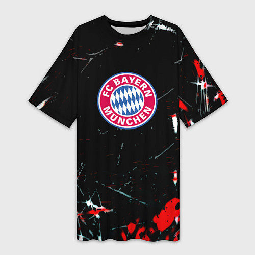Женская длинная футболка Бавария Мюнхен штрихи красок / 3D-принт – фото 1