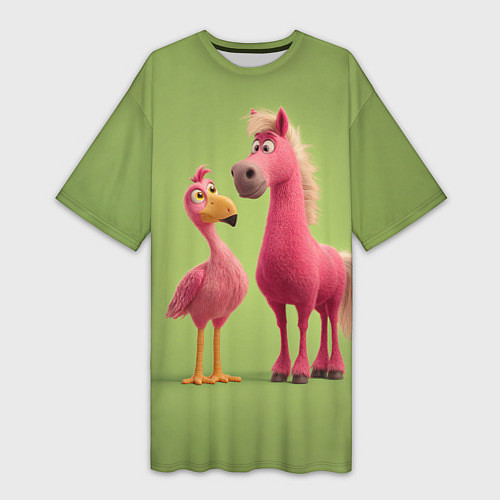 Женская длинная футболка Розовые они такие / 3D-принт – фото 1