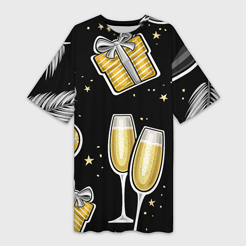 Женская длинная футболка Новогодний вайб / 3D-принт – фото 1