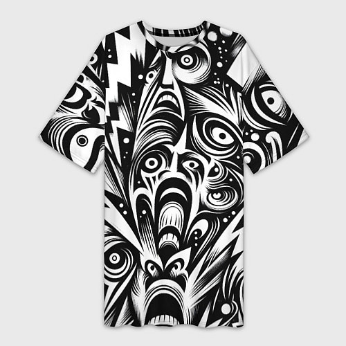 Женская длинная футболка Lightnings and faces - ai art fantasy / 3D-принт – фото 1