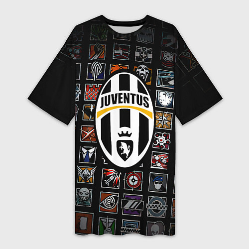 Женская длинная футболка Juventus ачивки паттерн / 3D-принт – фото 1