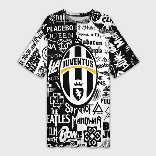 Женская длинная футболка Juventus рок музыка / 3D-принт – фото 1