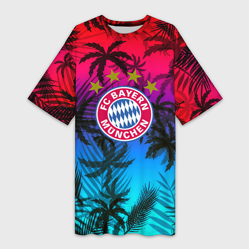 Женская длинная футболка Бавария Мюнхен неон тропики / 3D-принт – фото 1