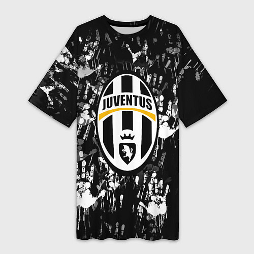 Женская длинная футболка Ювентус текстура руки краски / 3D-принт – фото 1