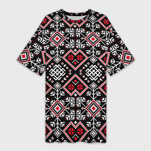 Женская длинная футболка Славянский орнамент обережный / 3D-принт – фото 1