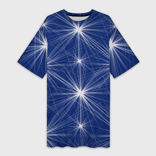 Женская длинная футболка Звезды на синем фоне / 3D-принт – фото 1