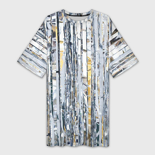 Женская длинная футболка Новогодний дождик / 3D-принт – фото 1