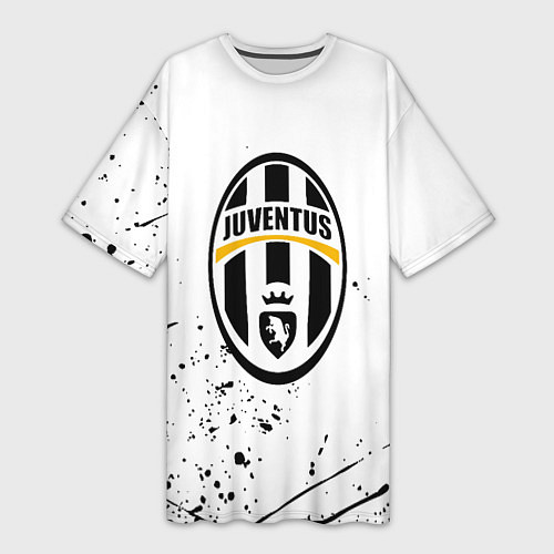 Женская длинная футболка Ювентус черные краски всплеск / 3D-принт – фото 1