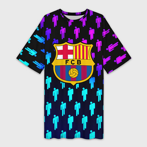 Женская длинная футболка Barcelona люди градиент неон / 3D-принт – фото 1