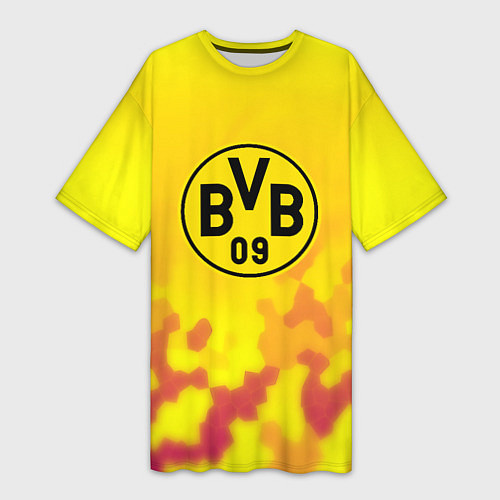 Женская длинная футболка Borussia камуфляж желтый текстура / 3D-принт – фото 1