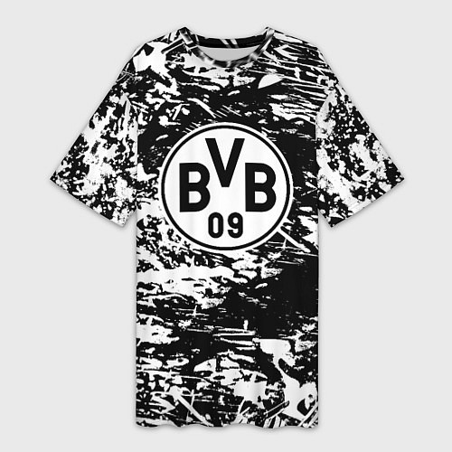 Женская длинная футболка Боруссиа белые краски / 3D-принт – фото 1