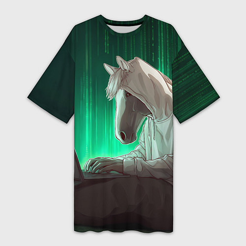 Женская длинная футболка Хакер лошадь / 3D-принт – фото 1