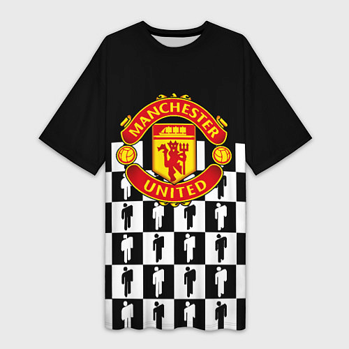 Женская длинная футболка Манчестер Юнайтед люди паттерн / 3D-принт – фото 1