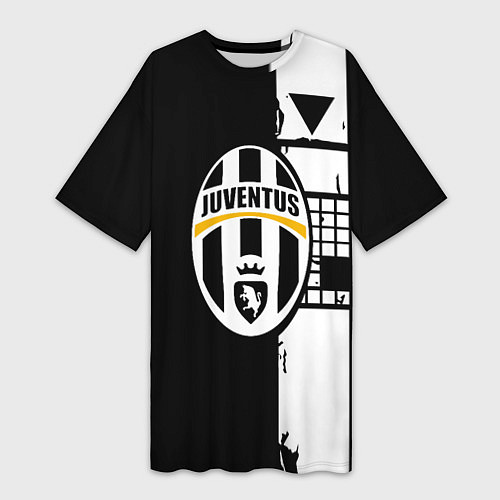 Женская длинная футболка Ювентус геометрия белая / 3D-принт – фото 1