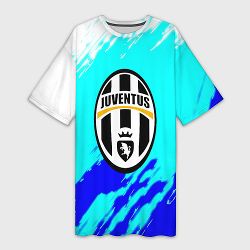 Женская длинная футболка Ювентус краски штрихи текстура / 3D-принт – фото 1
