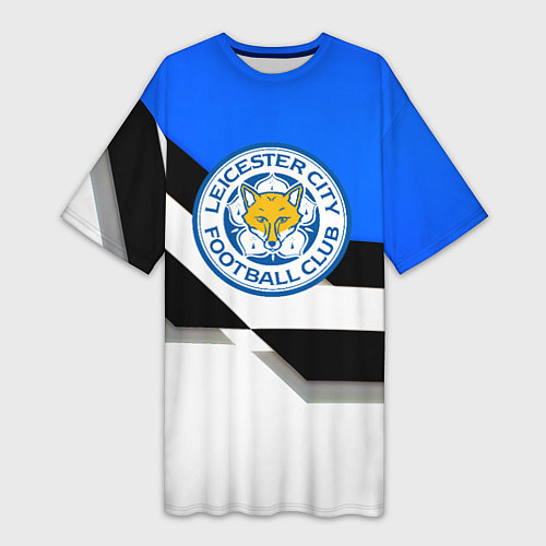 Женская длинная футболка Лестер сити геометрия полосы / 3D-принт – фото 1