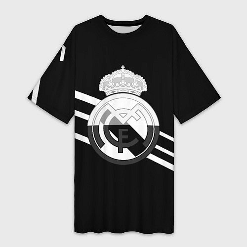 Женская длинная футболка Реал Мадрид полосы текстура линии / 3D-принт – фото 1