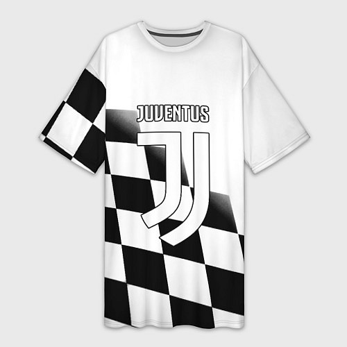Женская длинная футболка Ювентус клетка краски / 3D-принт – фото 1