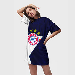 Футболка женская длинная Бавария звезды геометрия, цвет: 3D-принт — фото 2